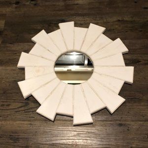 Rustic Wooden Sunburst Mirror